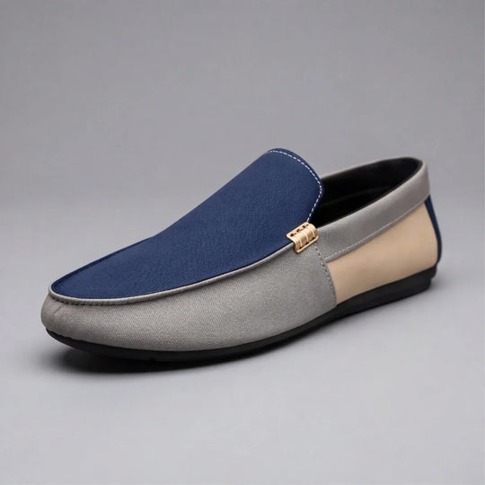 Mocassins en Toile Patchwork Homme à Enfiler Slip-On