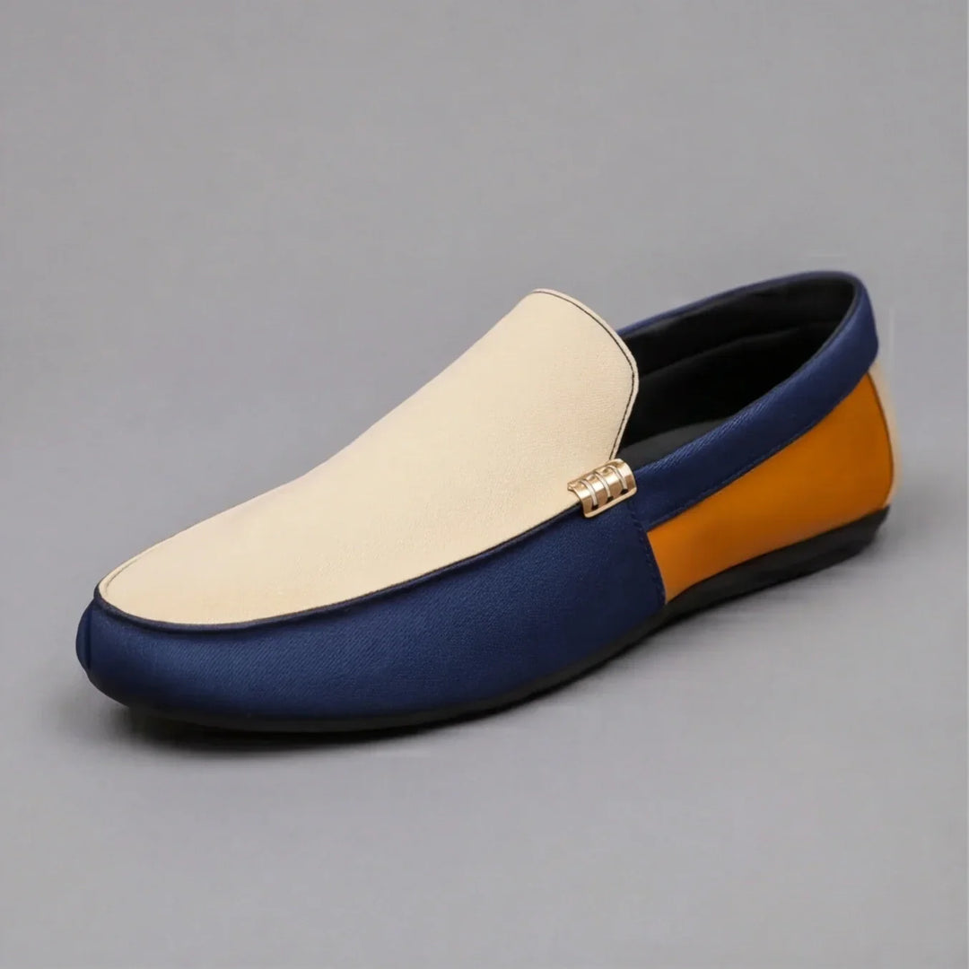 Mocassins en Toile Patchwork Homme à Enfiler Slip-On