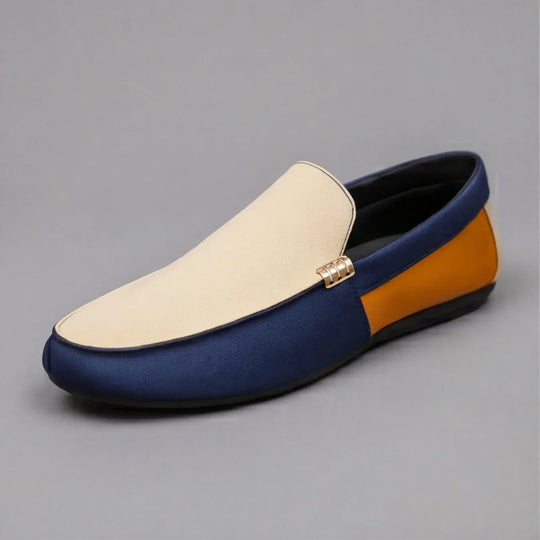Mocassins en Toile Patchwork Homme à Enfiler Slip-On
