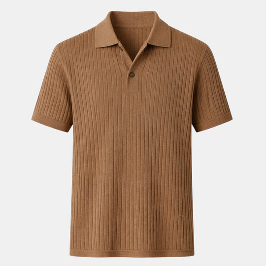 Polo en Maille Côtelée Homme Manches Courtes Été