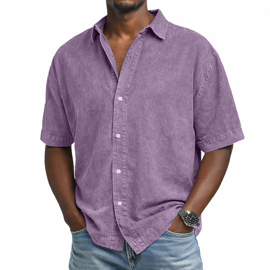 Chemise en Coton Délavée Vintage Homme Été Casual