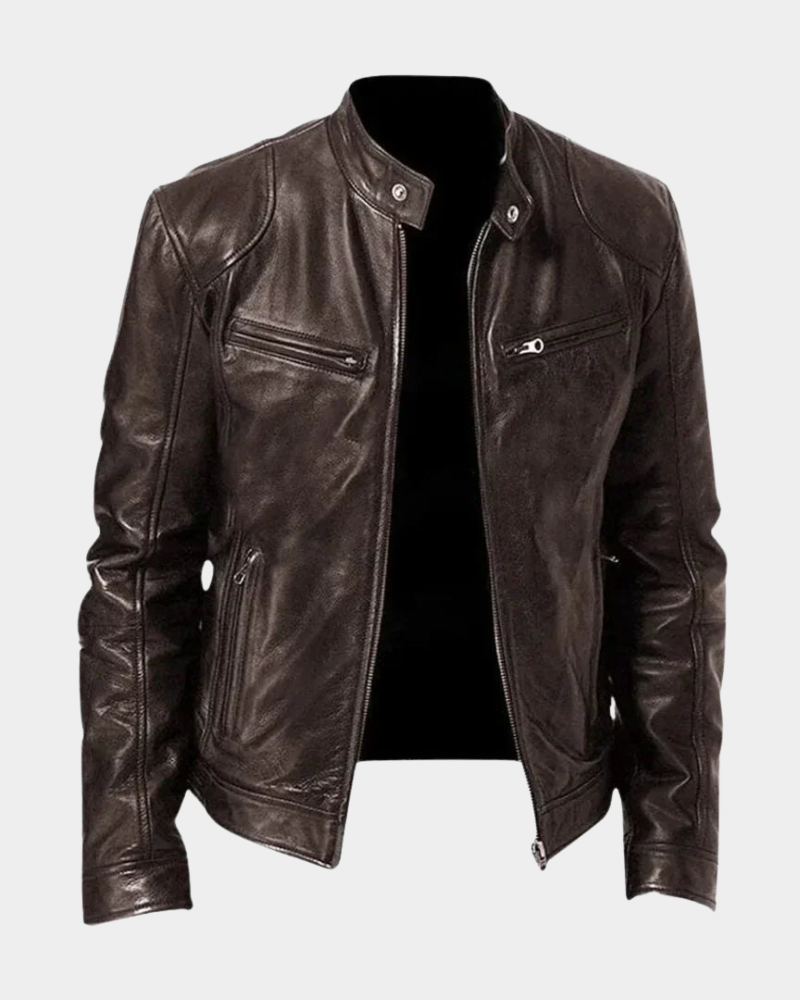 Veste en Cuir Rider Classique Homme Biker Slim Fit