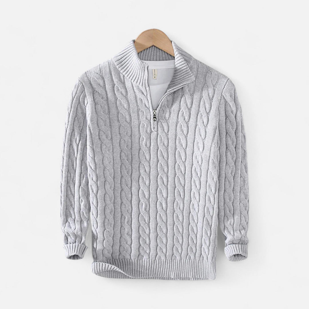 Pull Demi-Zip en Laine Homme Troyer Tricot Mélange