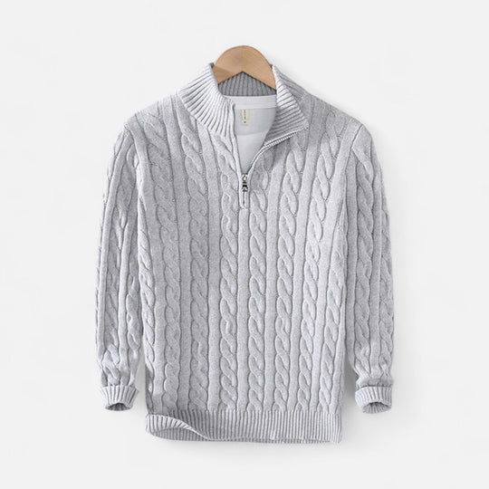 Pull Demi-Zip en Laine Homme Troyer Tricot Mélange