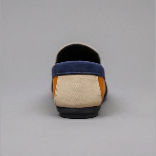 Mocassins en Toile Patchwork Homme à Enfiler Slip-On
