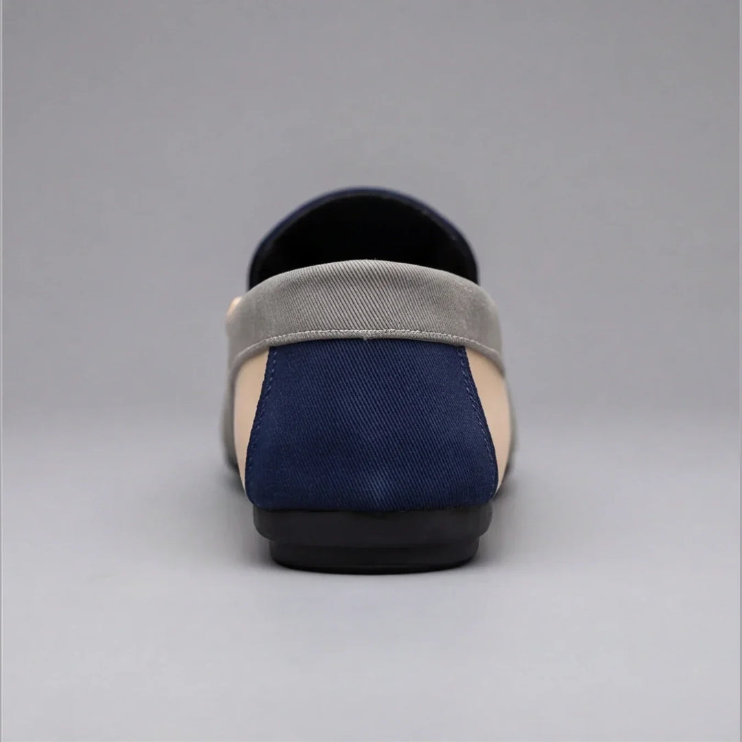 Mocassins en Toile Patchwork Homme à Enfiler Slip-On