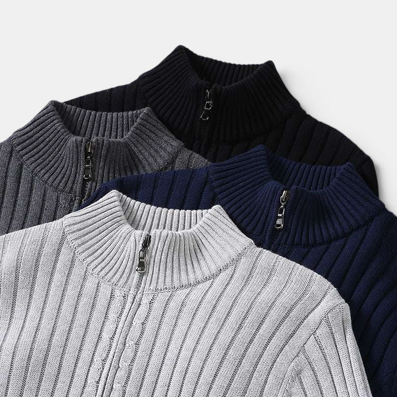 Cardigan en Maille Zippé Homme Pull Gilet Tricot
