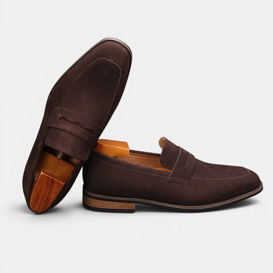 Mocassins Penny en Daim Homme Été à Enfiler Slip-On