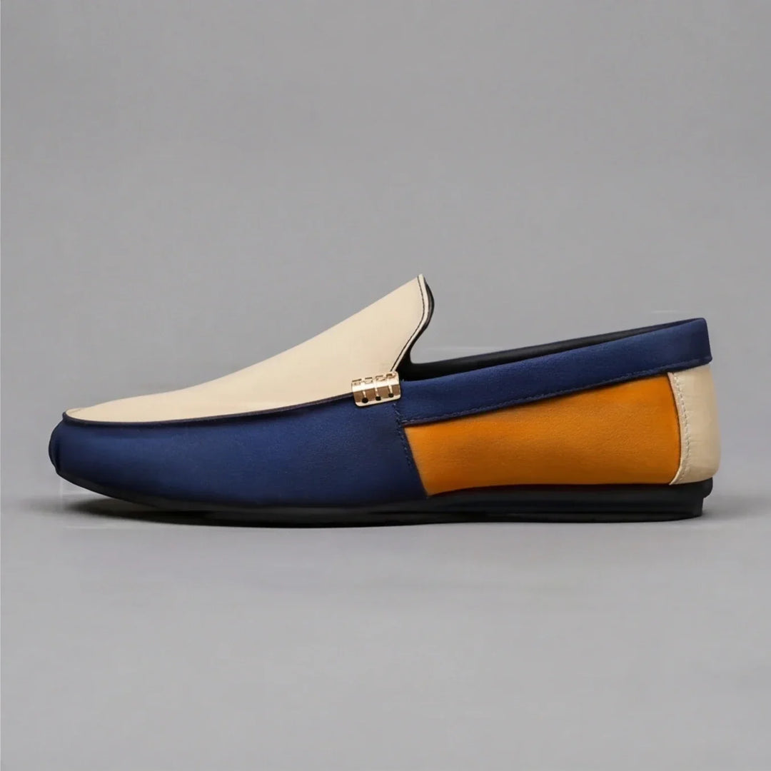 Mocassins en Toile Patchwork Homme à Enfiler Slip-On