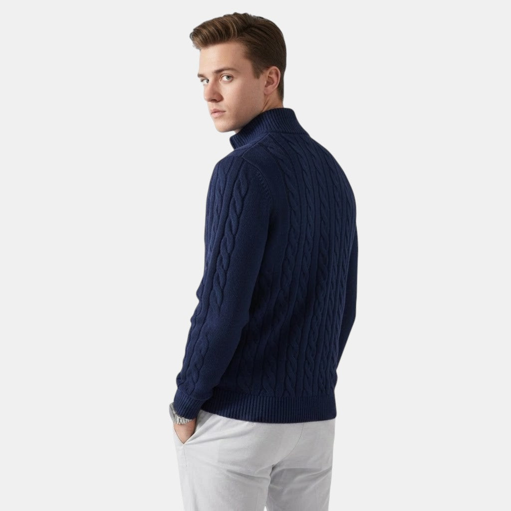 Pull Demi-Zip en Laine Homme Troyer Tricot Mélange