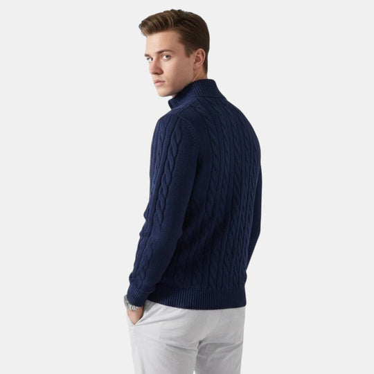 Pull Demi-Zip en Laine Homme Troyer Tricot Mélange
