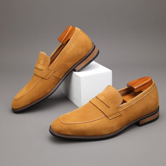 Mocassins Penny en Daim Homme Été à Enfiler Slip-On
