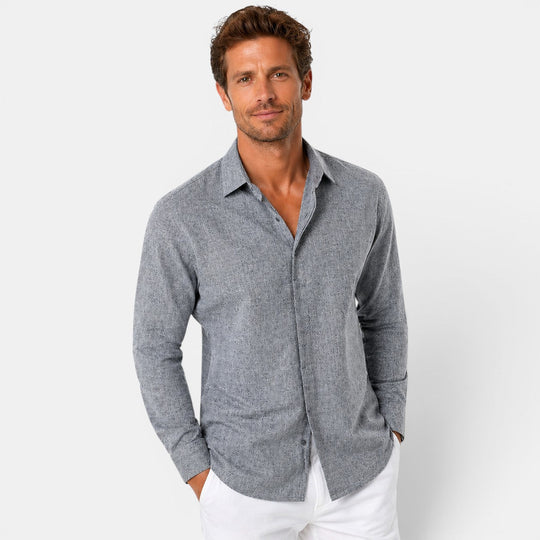 Chemise en Lin Respirante Homme Été Loisir Casual