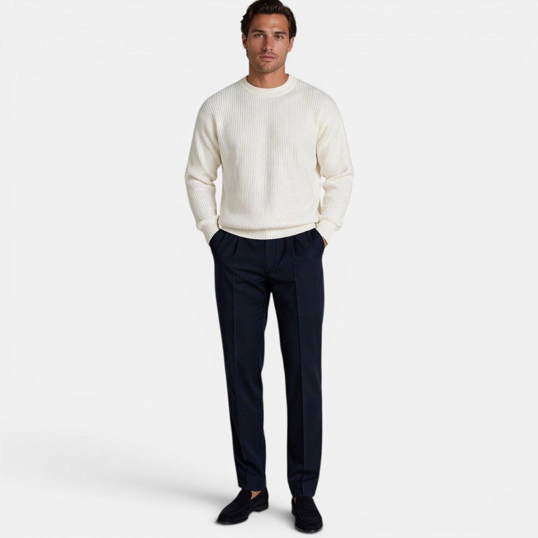 Pull en Maille Col Rond Homme Doux Sweater Basique