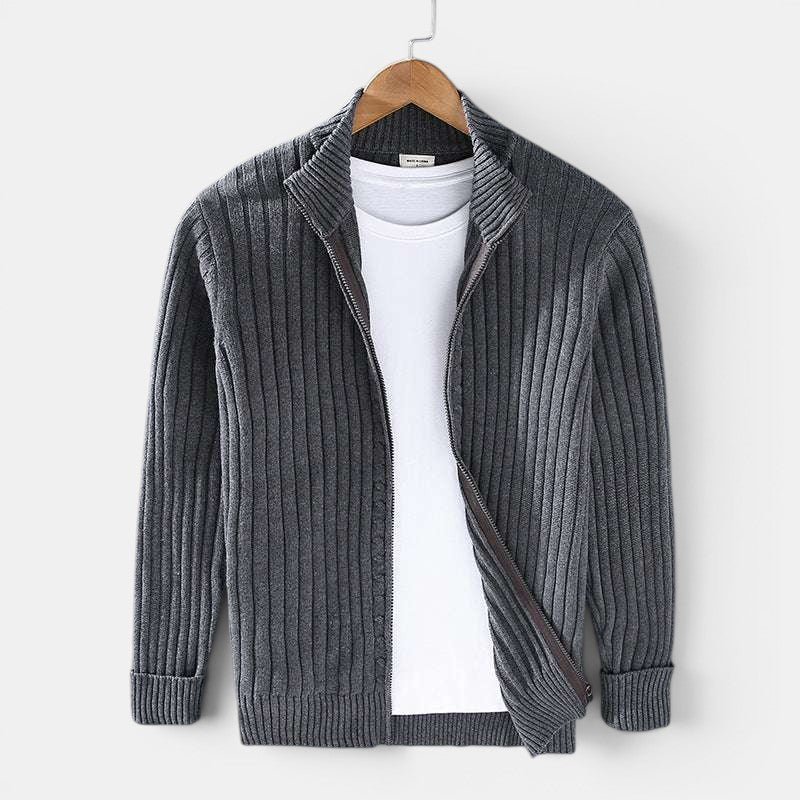 Cardigan en Maille Zippé Homme Pull Gilet Tricot