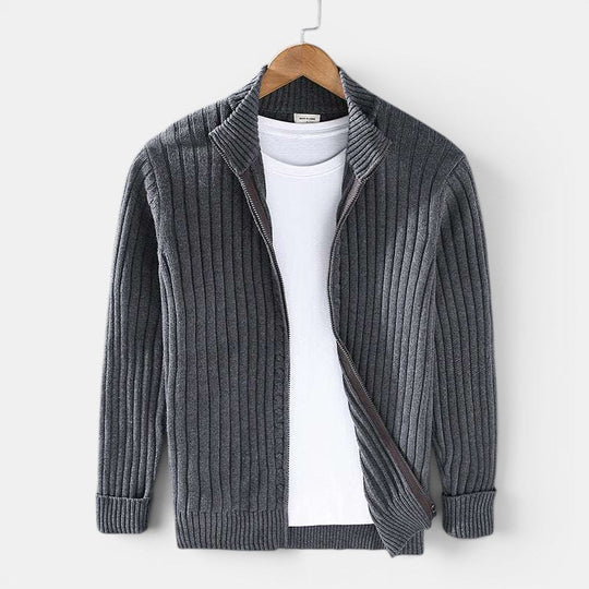 Cardigan en Maille Zippé Homme Pull Gilet Tricot