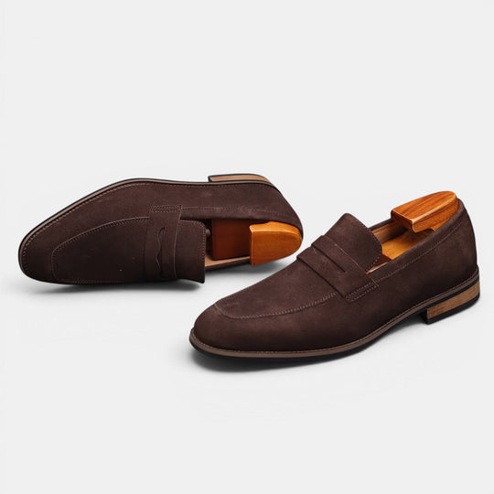 Mocassins Penny en Daim Homme Été à Enfiler Slip-On