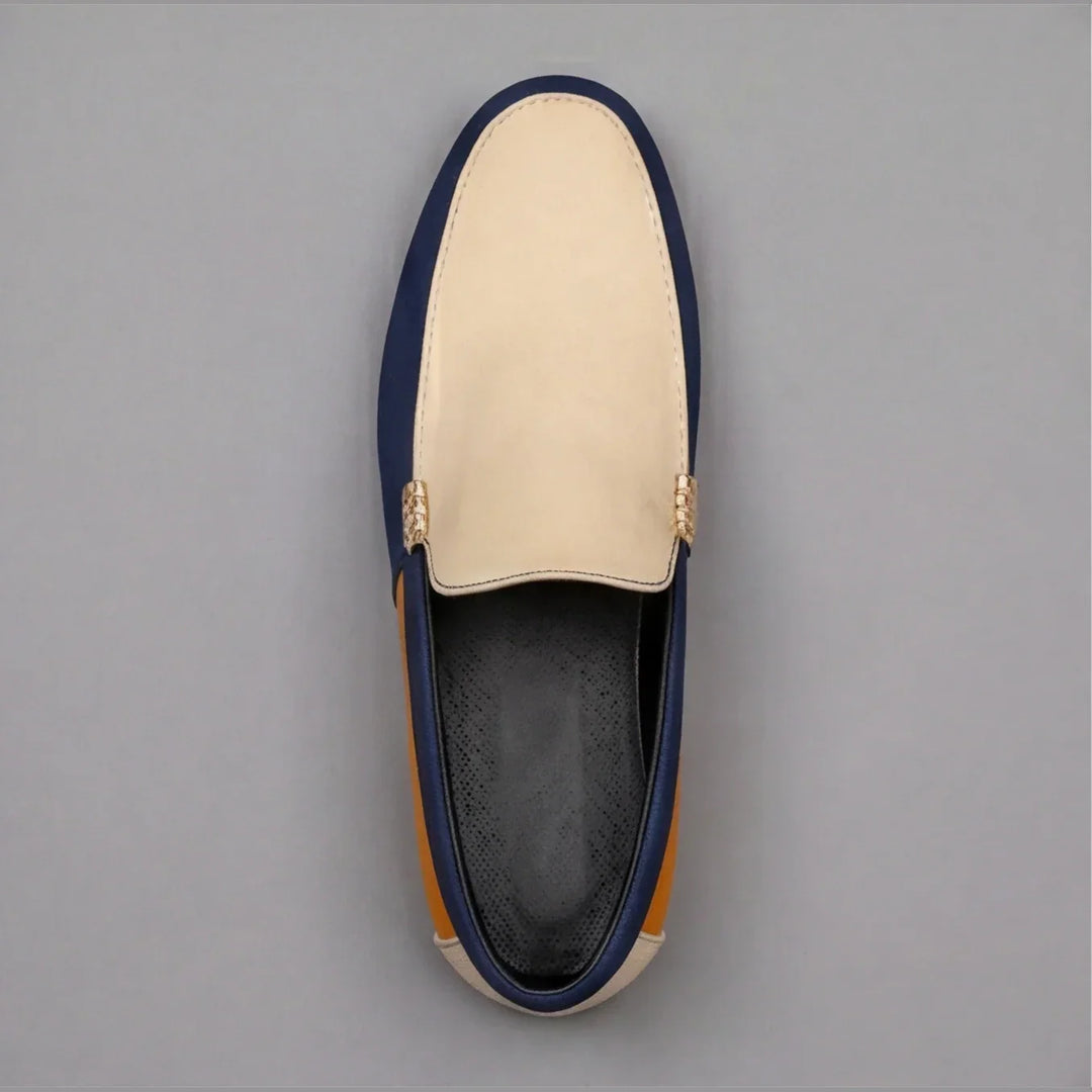 Mocassins en Toile Patchwork Homme à Enfiler Slip-On