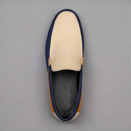 Mocassins en Toile Patchwork Homme à Enfiler Slip-On