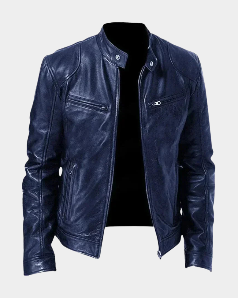 Veste en Cuir Rider Classique Homme Biker Slim Fit