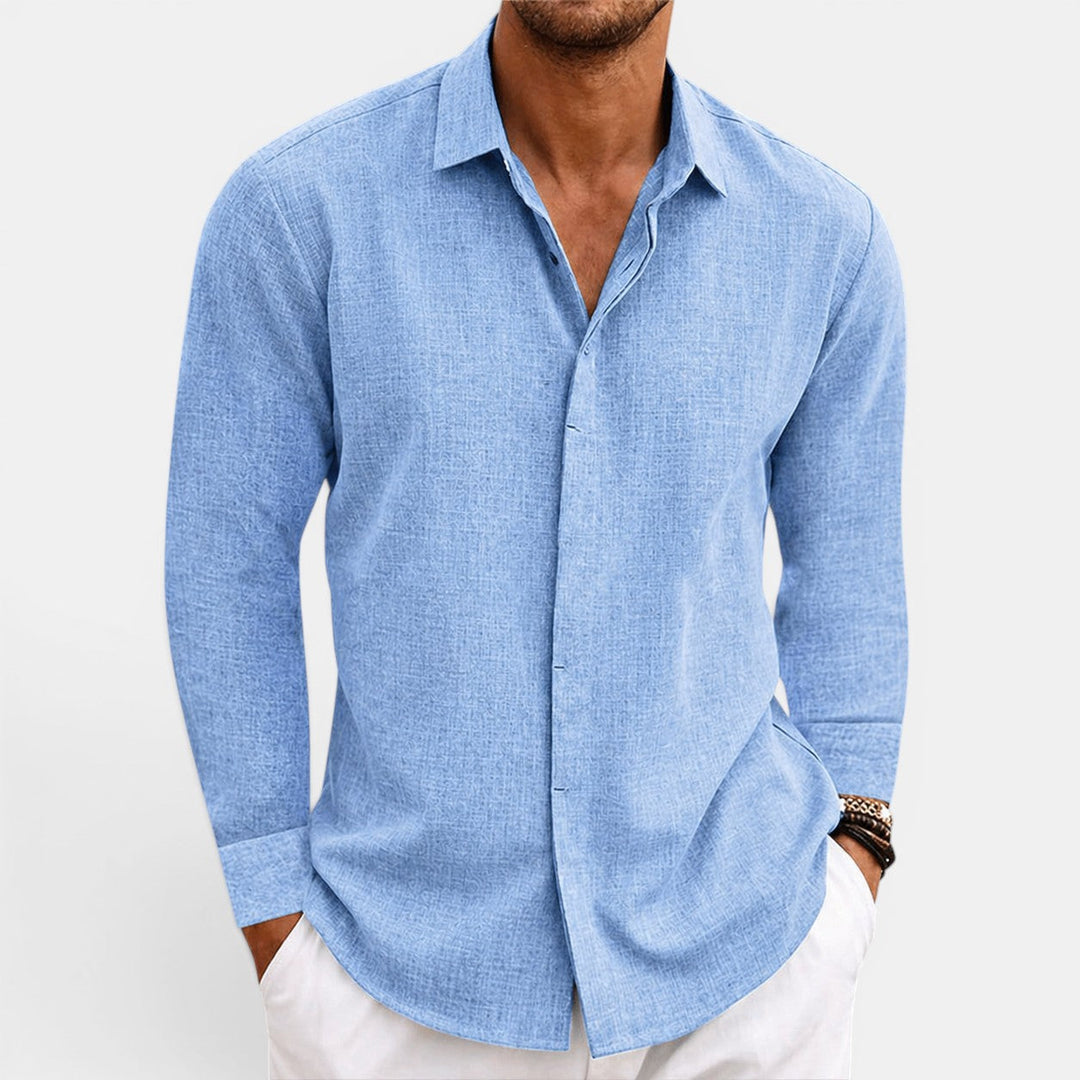 Chemise en Lin Respirante Homme Été Loisir Casual