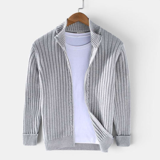 Cardigan en Maille Zippé Homme Pull Gilet Tricot
