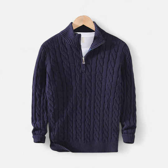 Pull Demi-Zip en Laine Homme Troyer Tricot Mélange