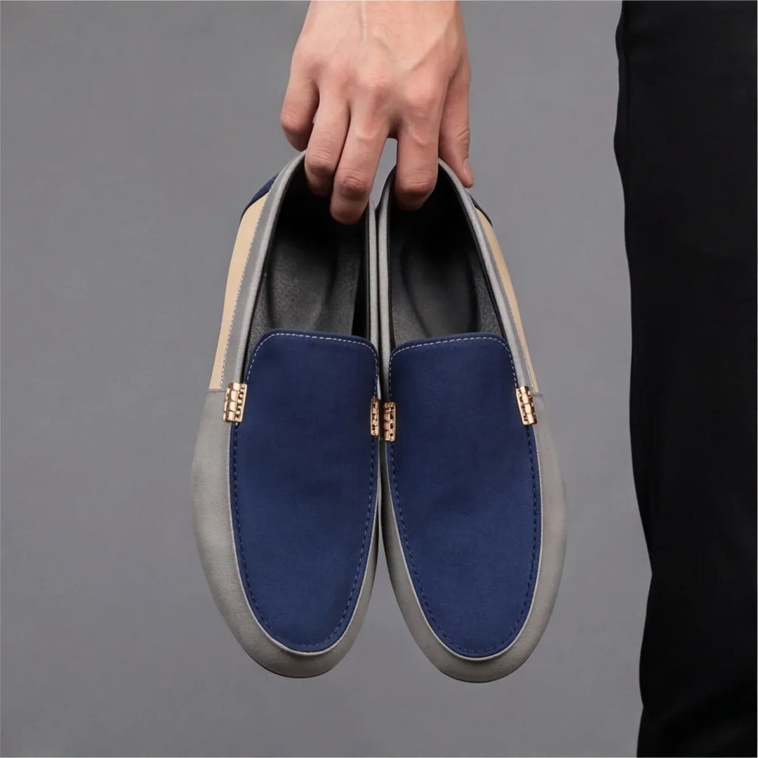 Mocassins en Toile Patchwork Homme à Enfiler Slip-On