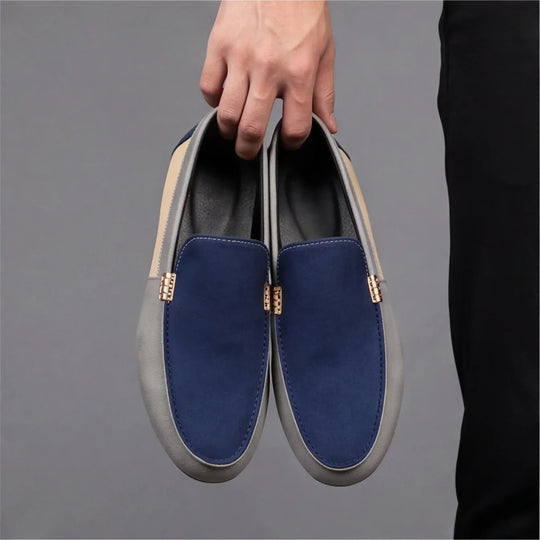 Mocassins en Toile Patchwork Homme à Enfiler Slip-On
