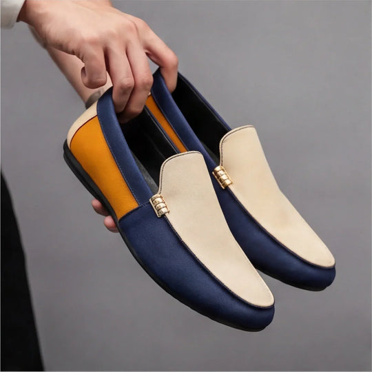 Mocassins en Toile Patchwork Homme à Enfiler Slip-On