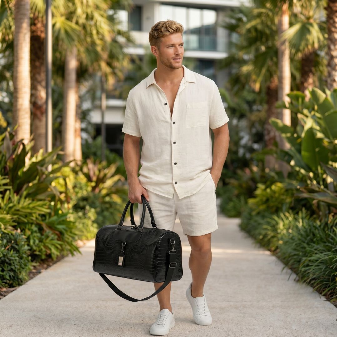 Sac de Voyage Weekend Homme Cuir Sport Duffle Bag