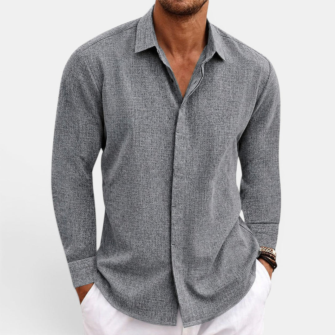 Chemise en Lin Respirante Homme Été Loisir Casual