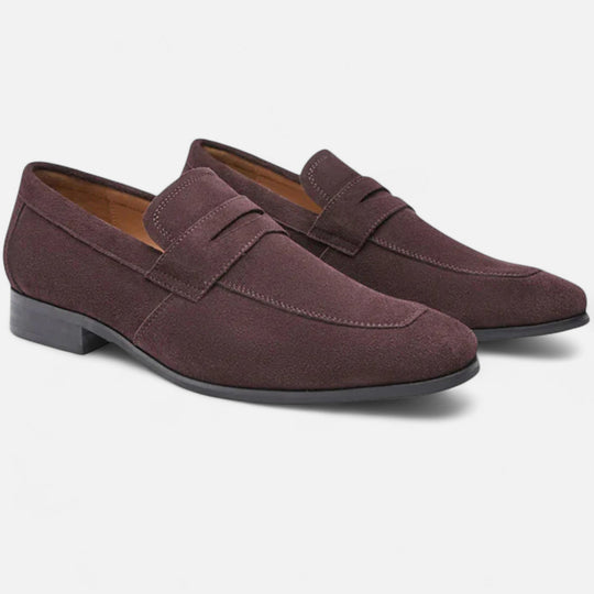 Mocassins Penny Daim Old Money Homme à Enfiler