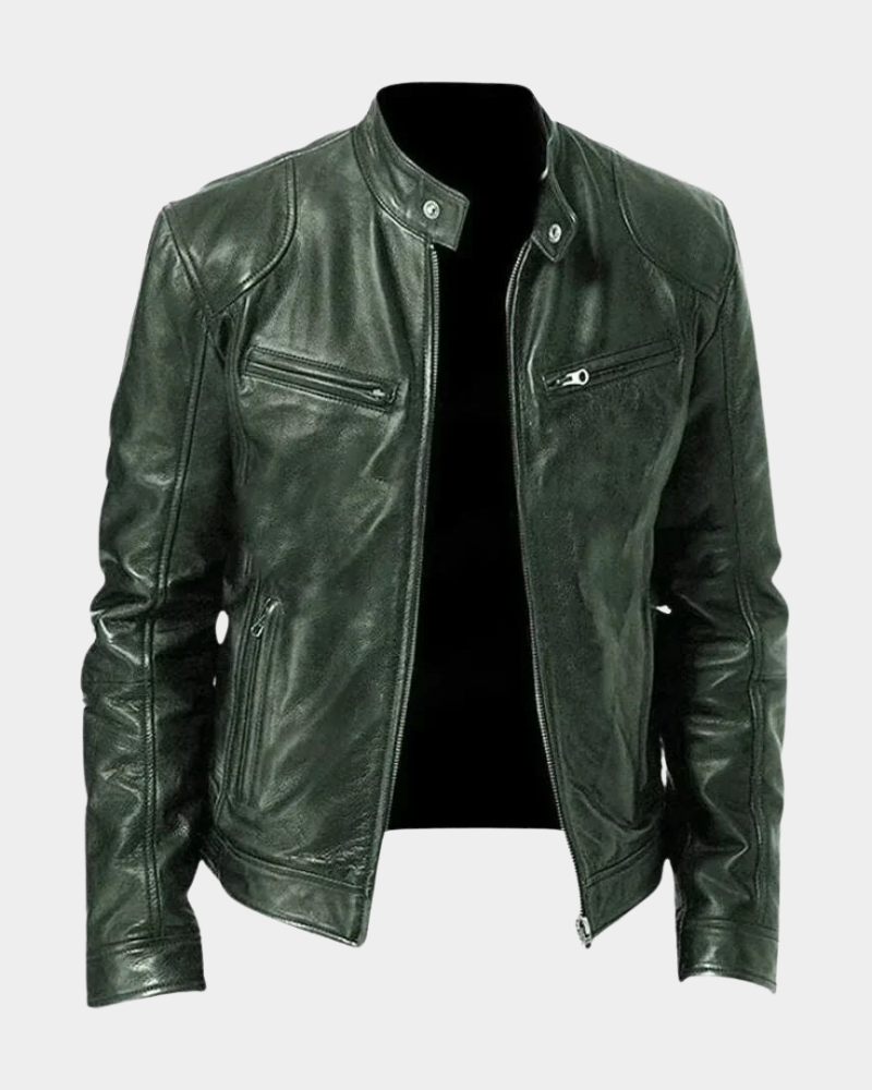Veste en Cuir Rider Classique Homme Biker Slim Fit