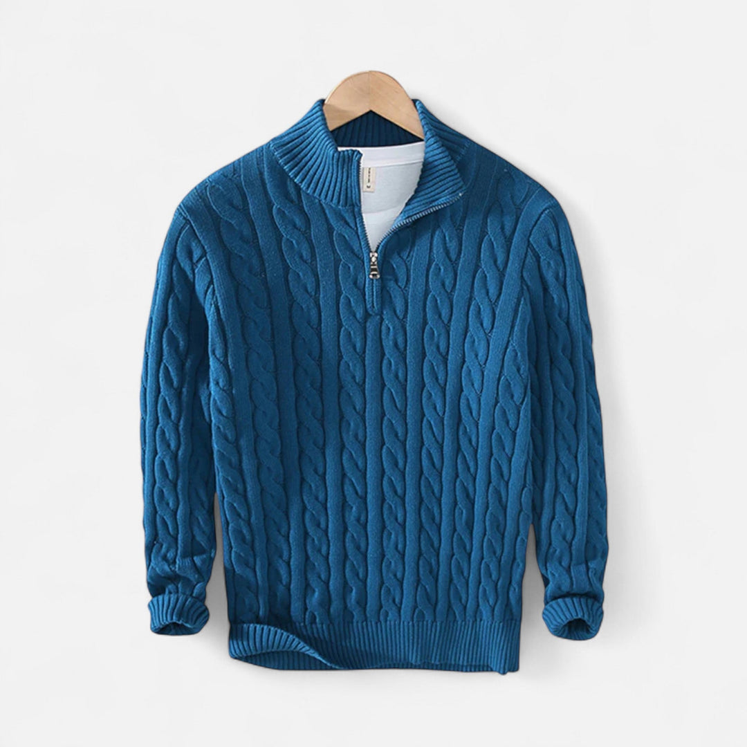 Pull Demi-Zip en Laine Homme Troyer Tricot Mélange