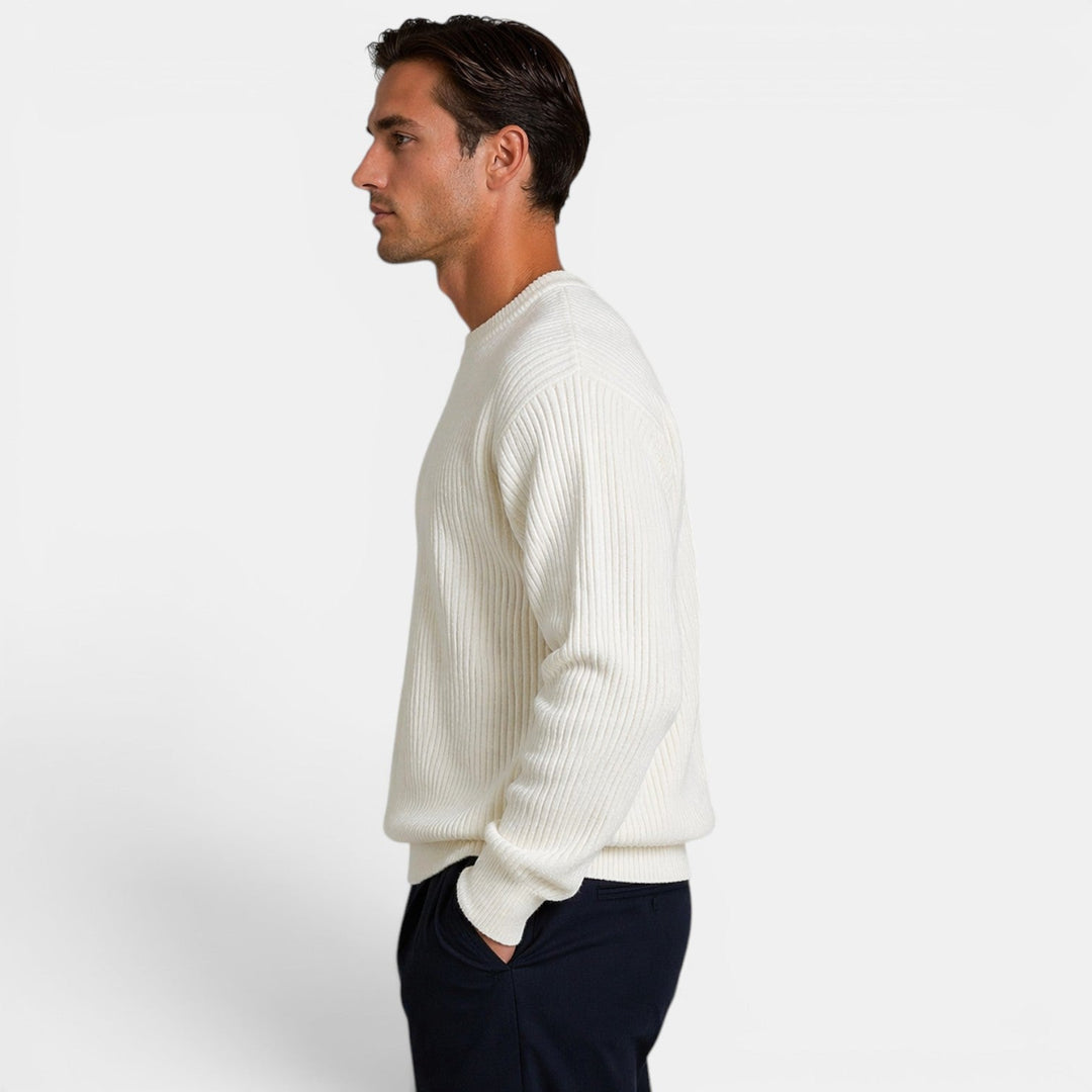 Pull en Maille Col Rond Homme Doux Sweater Basique