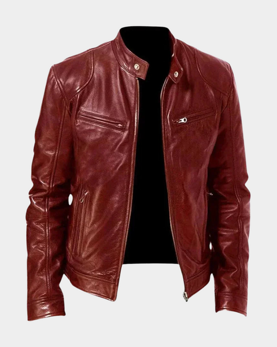 Veste en Cuir Rider Classique Homme Biker Slim Fit