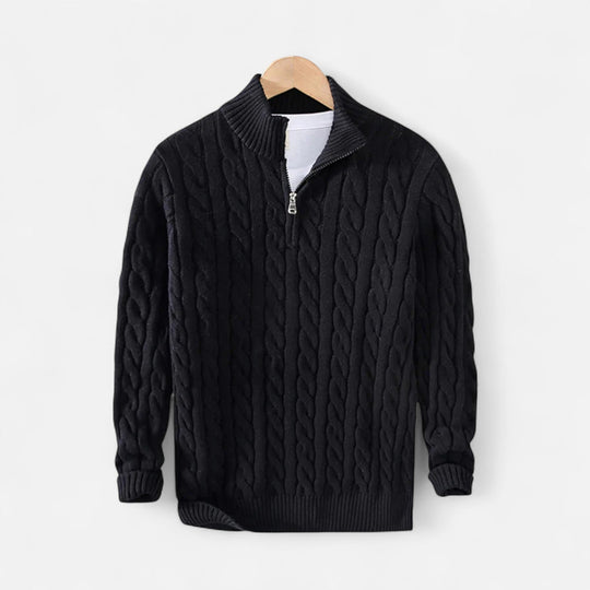 Pull Demi-Zip en Laine Homme Troyer Tricot Mélange