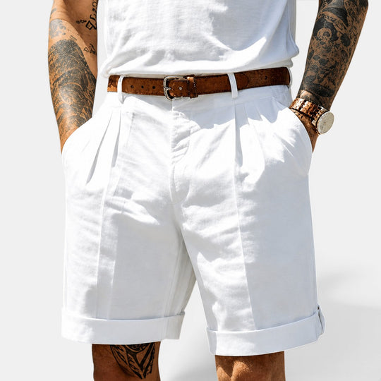 Short en Lin Décontracté Homme Été Plage Bermuda