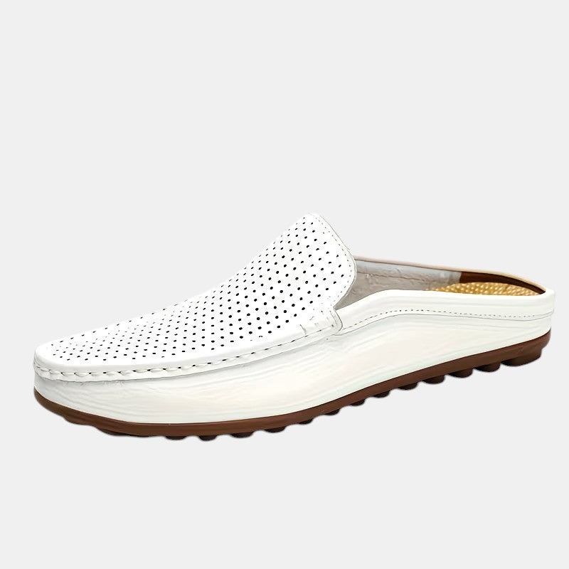 Sandales Mules en Cuir Homme Été à Enfiler Slip-On