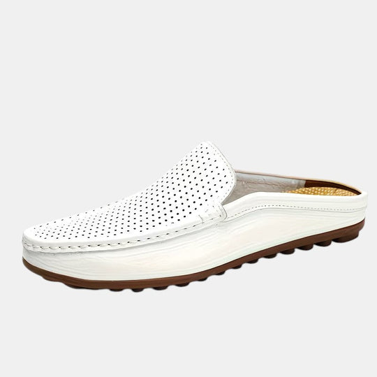 Sandales Mules en Cuir Homme Été à Enfiler Slip-On
