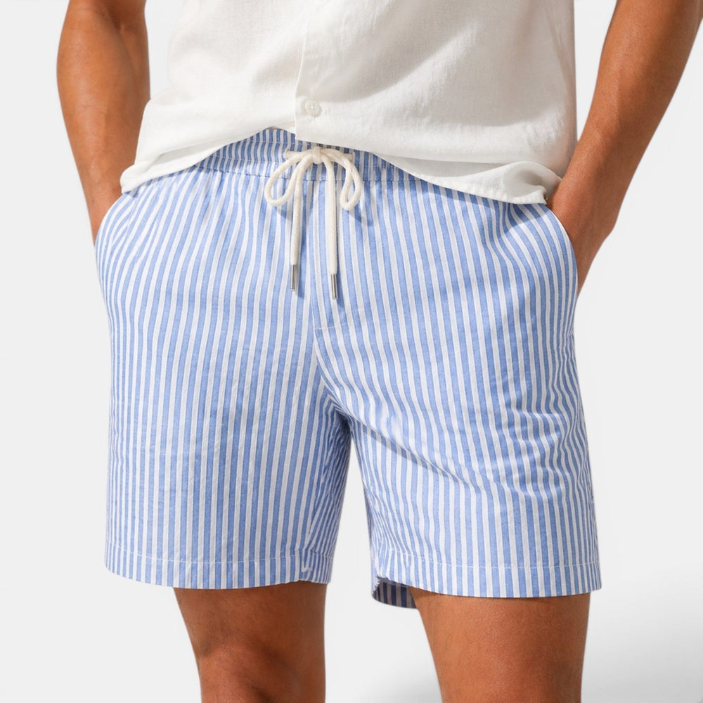 Short en Lin Rayé Homme Été Plage Bermuda Décontracté