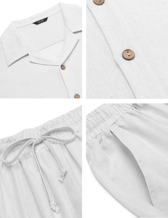 Ensemble en Lin Homme Été Chemise Pantalon Coordonné