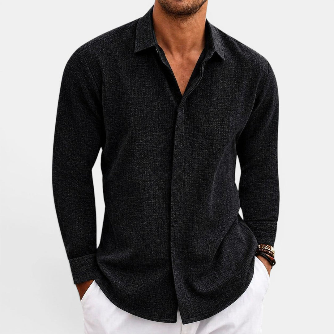 Chemise en Lin Respirante Homme Été Loisir Casual