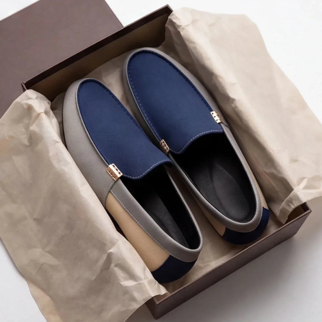 Mocassins en Toile Patchwork Homme à Enfiler Slip-On