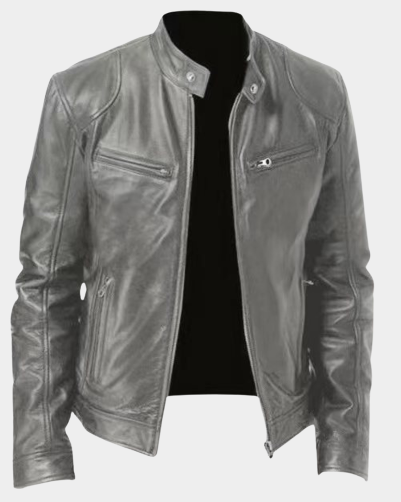 Veste en Cuir Rider Classique Homme Biker Slim Fit