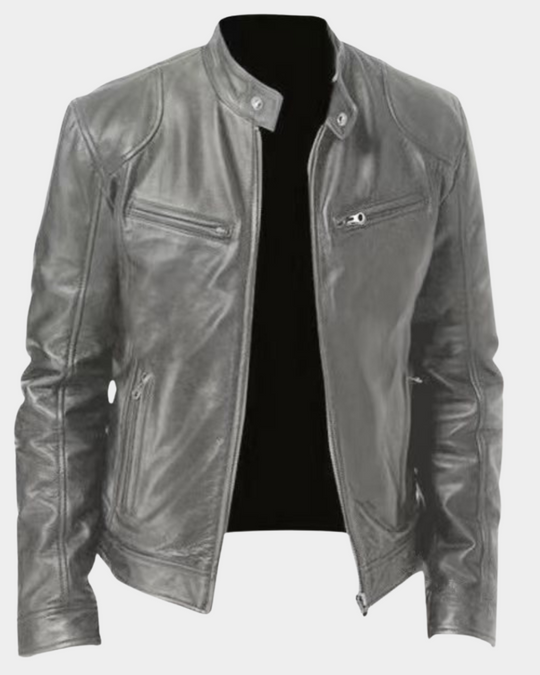 Veste en Cuir Rider Classique Homme Biker Slim Fit