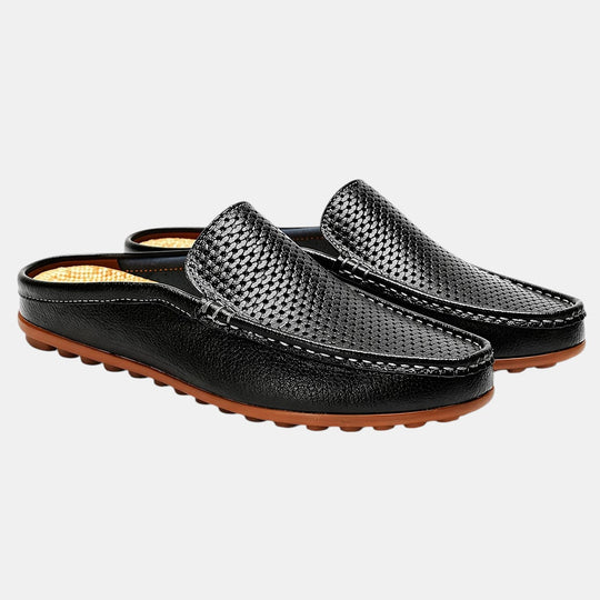 Sandales Mules en Cuir Homme Été à Enfiler Slip-On