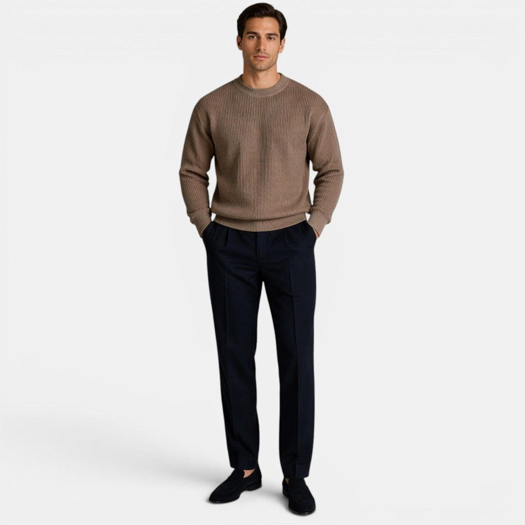 Pull en Maille Col Rond Homme Doux Sweater Basique