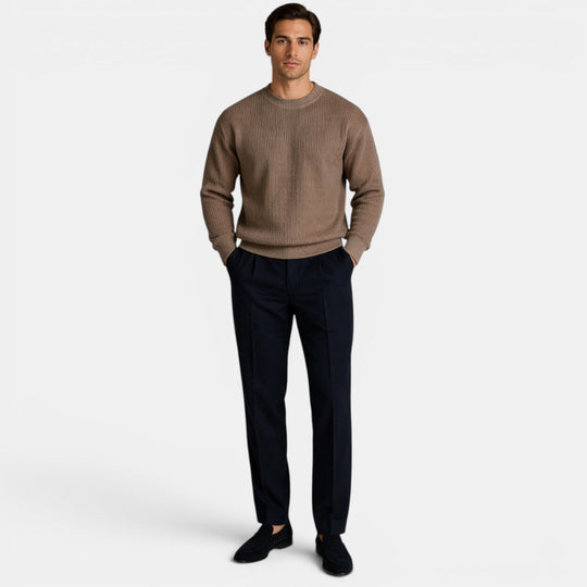 Pull en Maille Col Rond Homme Doux Sweater Basique
